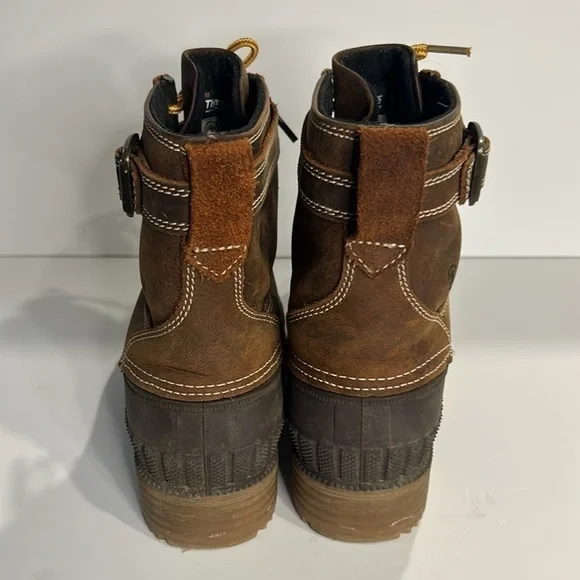 Kamik Evelyn Winter Boot Dark Brown Duck Boot Leather Upper Rubber Sole Wms 8 - Picture 4 of 11